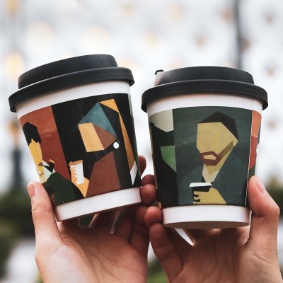 一次性咖啡杯带盖咖啡杯子奶茶热饮外带外卖杯打包杯纸杯l ogo图2
