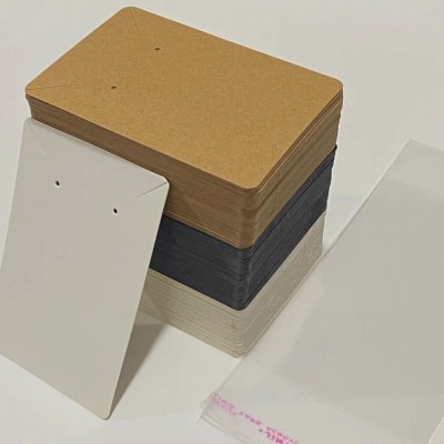 现货跨境空白饰品卡片牛皮纸耳环发圈项链发夹对折卡通用包装卡纸图4