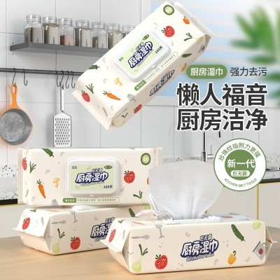 厨房湿巾强力去油污加大加厚一次性厨房专用80抽超大包清洁湿纸巾图3