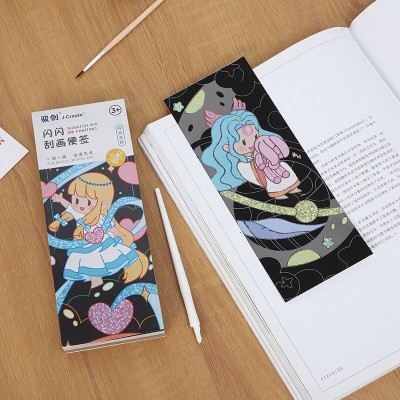 少女系列闪闪刮刮画 儿童涂鸦涂色绘本画 宝宝益智水彩刮刮画便签图5