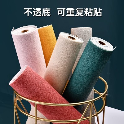 自粘硅藻泥亚麻防水墙贴软硬包墙咔墙布装饰翻新客厅卧室背 景壁纸图2