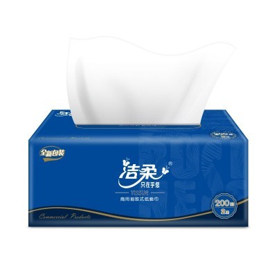 洁柔软抽纸商用蓝色硬盒抽纸200抽面巾纸 3盒/提36盒/箱卫生纸图4