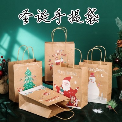 圣诞手提袋牛皮纸袋节日礼袋打包外卖礼品袋可爱包装甜品打包包装图2