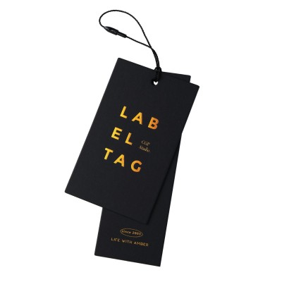 黑卡吊牌定制多种后工艺烫金凹压击凸切异形服装高档标签logo厚纸图5
