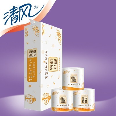 清风270段卷纸原木纯品卷筒卫生纸3层家用实惠12卷一提批发代发图3
