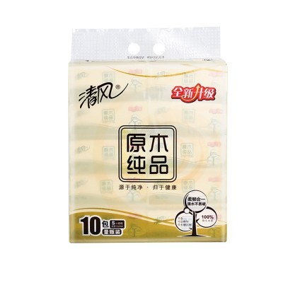 清风抽纸1提10包原木纯品纸巾三层120抽纸面巾商务用纸家用包邮图3