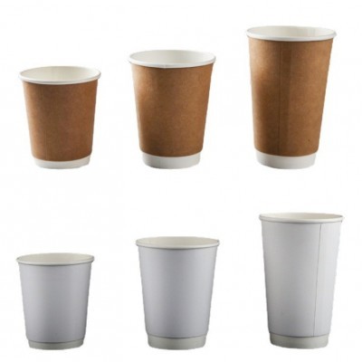一次性咖啡杯加厚隔热白色奶茶杯双层中空纸杯子隔热商用 奶茶杯