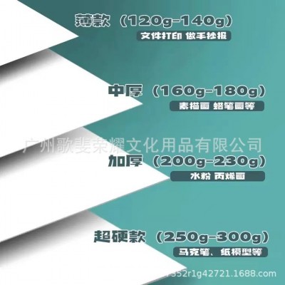 A3A4素描白色卡纸200g250克厚硬白色名片纸4K8K绘画卡纸硬白卡纸图3