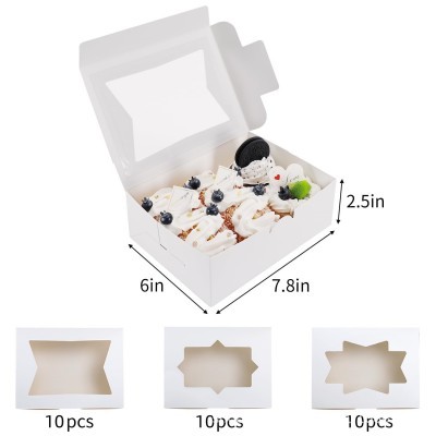 8x6x2.5英寸饼干盒、带3款窗户的餐盒、巧克力草莓松饼甜甜圈图3