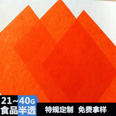 现货销售彩色 21g食品级半透明纸 防油食品袋用纸 餐垫纸图2