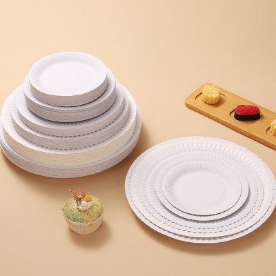 【10个装】白色一次性纸盘子儿童幼儿园手工画画派对纸碟 批发跨境图2