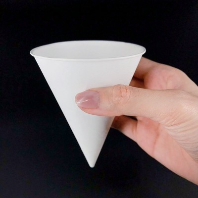 品维白色锥形杯一次性纸杯喝水尖底杯加厚冰淇淋杯子机场饮水纸杯图3