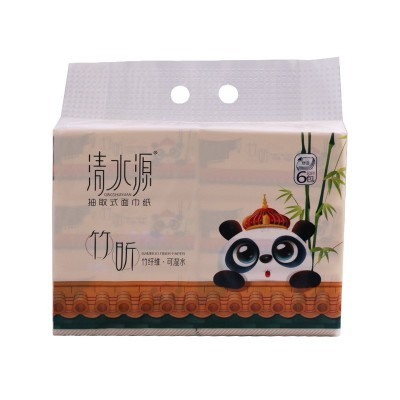 清水源原色竹纤维抽纸纸抽面巾纸纸巾4层加厚干湿两用380张6包装图3