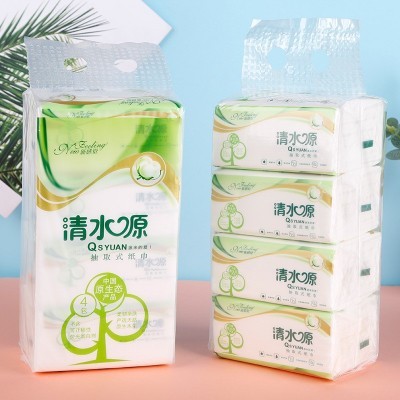 清水源抽取式面纸巾4连包抽纸软抽家庭用量大从优图5