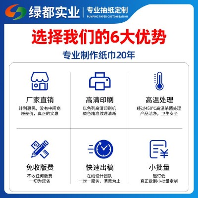 酒店方盒抽纸定制logo饭店印花餐巾纸订做银行房地产盒装纸巾定做图3