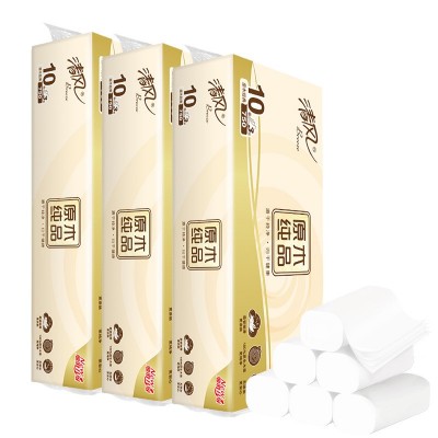 清风卷纸无芯卷纸卫生纸纸巾家用厕所纸擦手纸3层加厚750克10卷图3