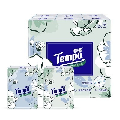 tempo得宝手帕纸樱花蜜桃茉莉花香味12包便携式迷你印花小包纸巾图3