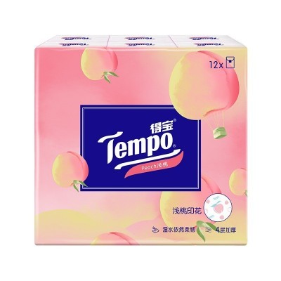 tempo得宝手帕纸樱花蜜桃茉莉花香味12包便携式迷你印花小包纸巾图4