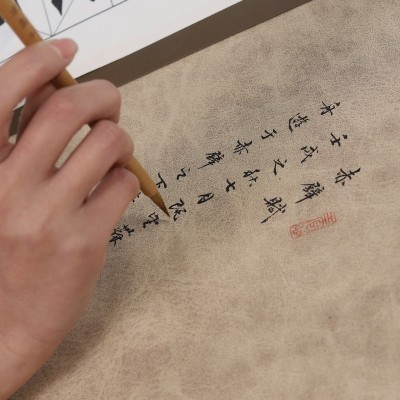 复古宣纸书法用纸布纹长卷半生半熟空白毛笔字书法作品纸麻布纹图4