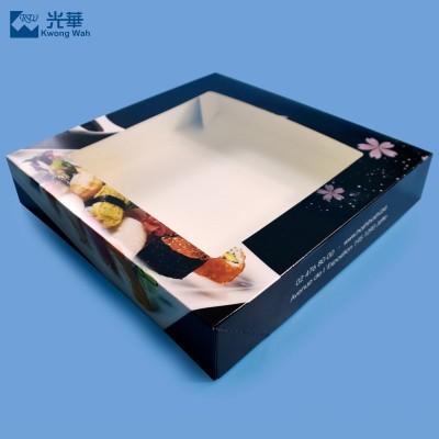 开窗寿司纸盒白卡透明折叠蛋挞瑞士卷寿司食品餐饮外卖包装打包盒图2