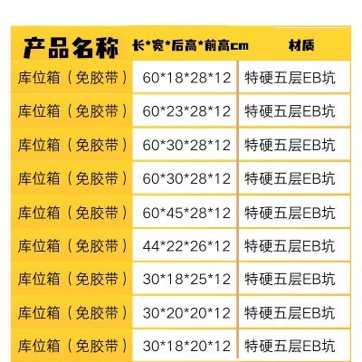电商仓库货架五层纸箱斜口产品分类纸盒收纳整理纸箱库位盒白纸箱图5