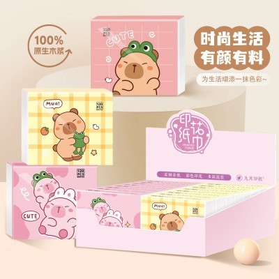 加工定制小包印花抽纸100%原生木浆抽纸可湿水卡通便携面巾纸图2
