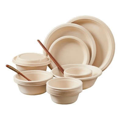 一次性纸浆碗 餐具套装纸碗 商用家用碗 可降解整箱即弃圆形餐碗图4