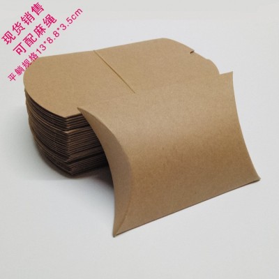 跨境现货结婚大号圣诞婚礼牛皮纸枕头盒枕头形牛皮纸包装喜糖盒图2