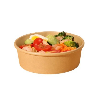 一次性牛皮纸碗外卖牛皮纸打包盒批发圆形带盖食品级泡面餐盒图4