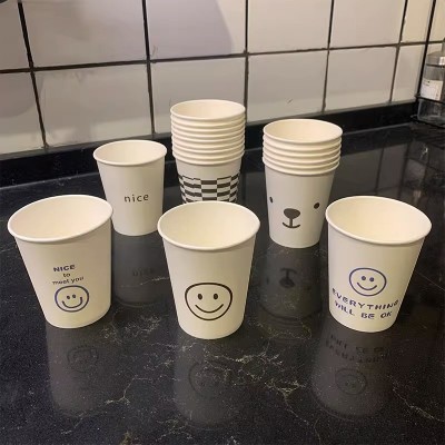 一次性纸杯批发250ml加厚家用水杯办公室商务广告杯子ins风简约杯图3