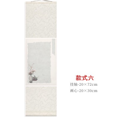 蜡染宣纸书法卷轴手工装裱空白画轴小迷你卷轴书法作品纸复古花鸟图3