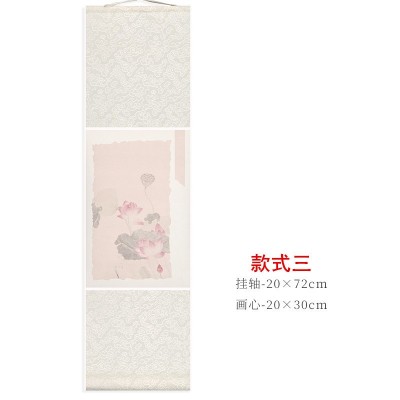 蜡染宣纸书法卷轴手工装裱空白画轴小迷你卷轴书法作品纸复古花鸟图5
