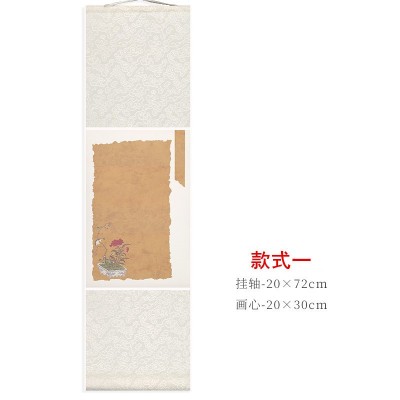 蜡染宣纸书法卷轴手工装裱空白画轴小迷你卷轴书法作品纸复古花鸟图8