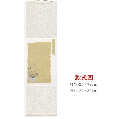 蜡染宣纸书法卷轴手工装裱空白画轴小迷你卷轴书法作品纸复古花鸟图2